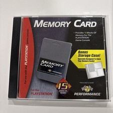PlayStation 1 PS1 Performance Memory Card Case Holder w/ 4 Memory Cards - Tested