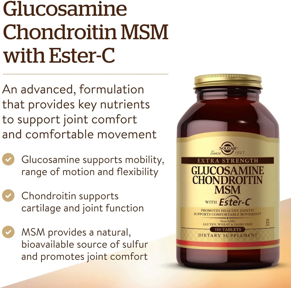 Solgar Extra Fuerte Glucosamina Condroitina MSM con Ester-C, 180 Comprimidos -... Foto 3 de 4