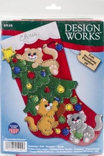 Design Works Felt Stocking Applique Kit 18" Long-Decorating Kittens