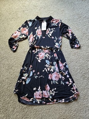 NWT Heimish USA Boutique Black Pink Floral Dress Womens Sz Small 