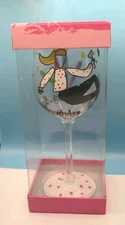 De-Lite Goblet Painted Wine 8 7/8"  Glass BIRTHDAY GIRL MAKE A WISH with Candle
