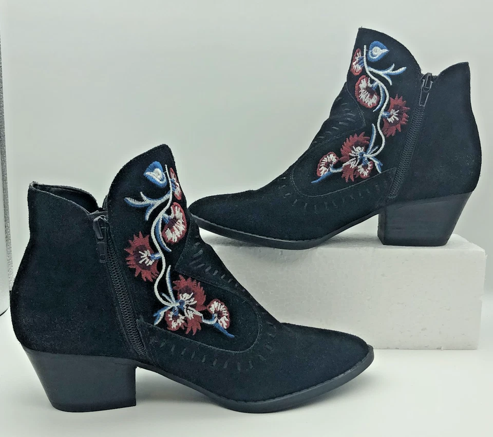 Carlos Vivien Botines Mujer 6 Rosa Bordado Gamuza Cremallera Vaquera Foto 4 de 4