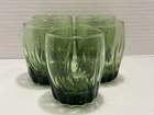 5 Vintage Anchor Hocking Avocado Green Starfire Juice Glasses OTR