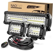 12Inch LED Light Bar and 2PCS 4Inch LED Pod Lights, 420W 42000LM LED