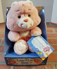 VINTAGE 80s CARE BEARS Love-A-Lot Bear 13  Original Box Booklet Kenner Tied