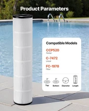 New Pool Filter Cartridge, 4x 130 Sq. Ft, Spa Hot Tub Filter Cartridge Replace