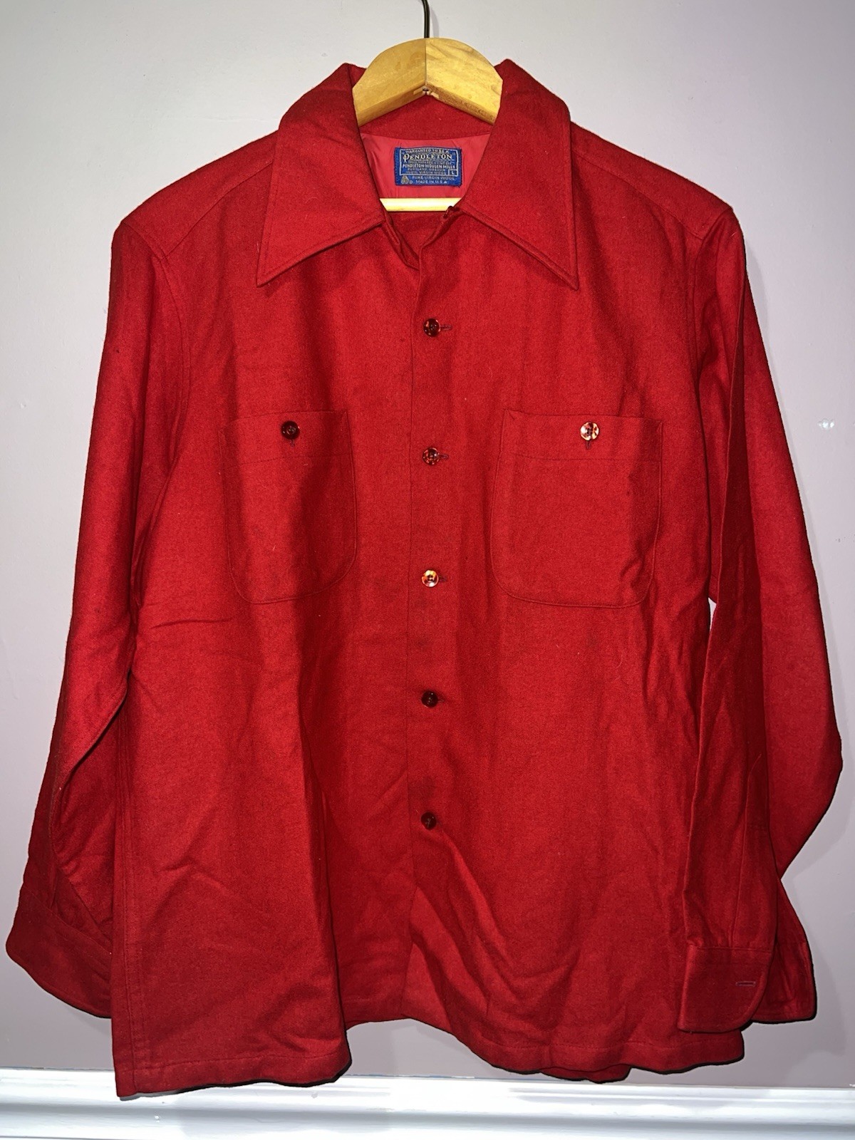 VINTAGE PENDLETON RED WOOL FLAT BOTTOM LOOP COLLA… - image 1