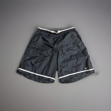 Vintage 90s Nike Black Tag Swim Trunks Black Board Shorts Size L Swoosh Fitness