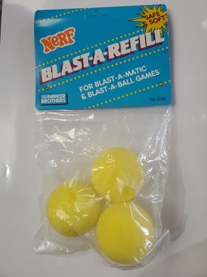 VINTAGE 1990s NERF Ballistic Balls Ammo Refill Yellow BLAST A BALL x3