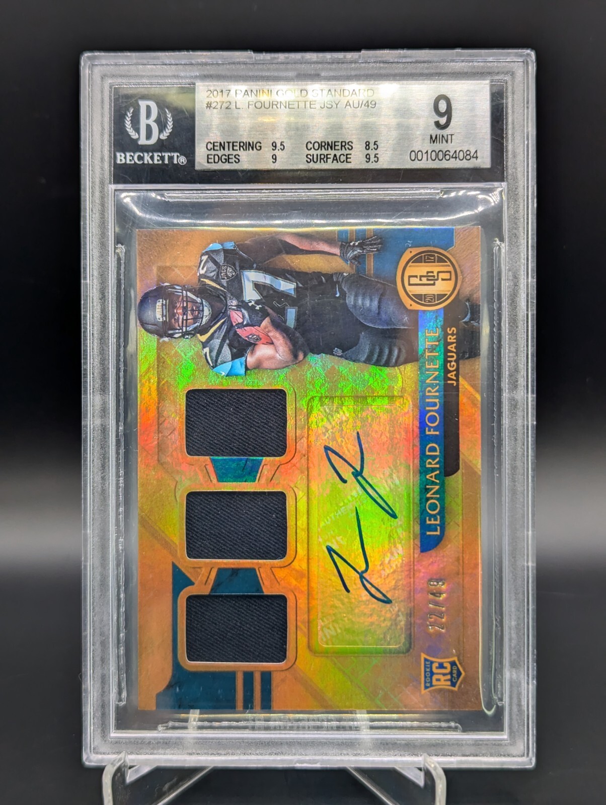 Leonard Fournette Panini Gold Standard #272 Triple Jersey Autograph