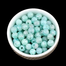 50pcs Natural Amazonite Stone Round Big Hole Beads DIY Bracelet Making 6x2mm