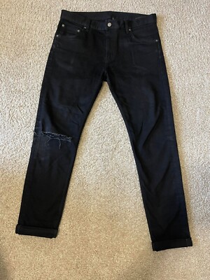 Weekday Slim-Fit Friday Black Minimal Distressed Jeans Size 32/32