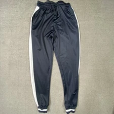 Original Deluxe Joggers Mens Medium Navy Blue Side Stripe Track Pants Lined 