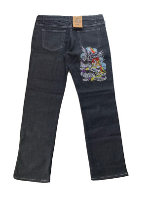 Women s Jafari Rhinestone Embroidery Eagle Jeans NWT 15 16 Urban Hip Hop