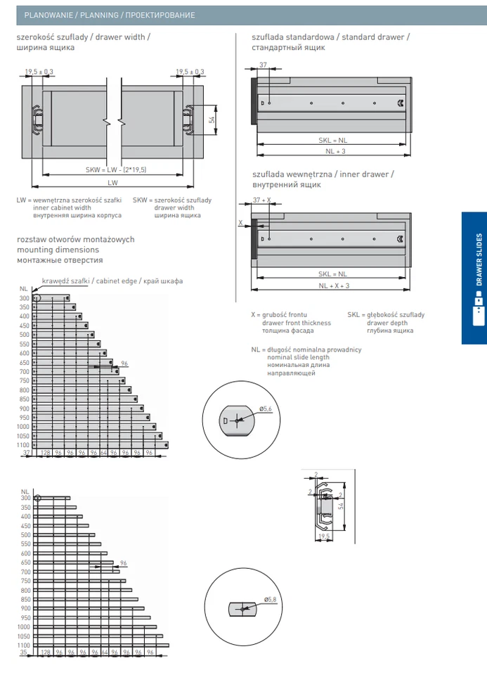 Drawer Slides Heavy Duty Full Extension 100kg 300mm-1200mm Ball Bearing Runners - Image 2 of 4