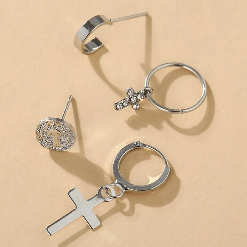 Men’s/Boy’s Lewis Hamilton Designer 18K White Gold Plated FOUR Piece Earring Set - Image 4 of 4