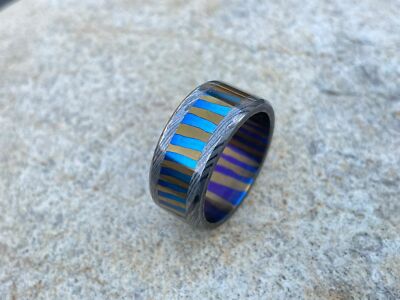 Timascus ring width 8mm custom handmade with beautiful packing