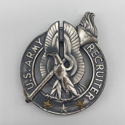 Recruiter Pin Vintage Vietnam War Era US Army Recruiter Pin Badge With 3 Service ...