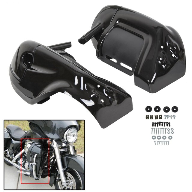 Glossy Black ABS Lower Vented Leg Fairings Glove Box For Harley 8313