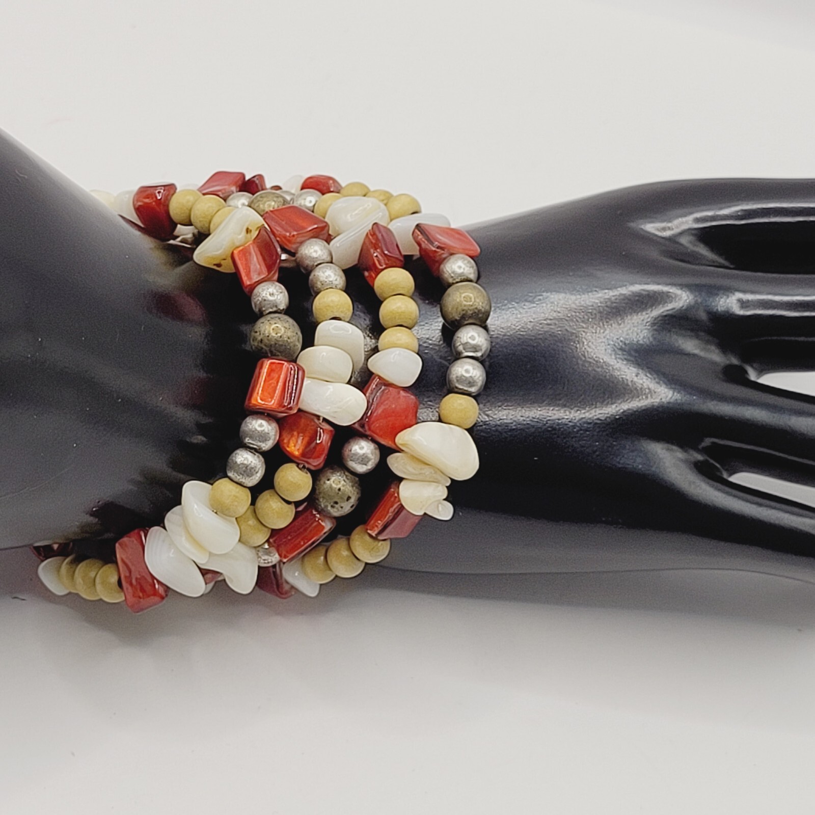 Chunky Wrap Memory Wire Glass Shell Colorful Boho… - image 21