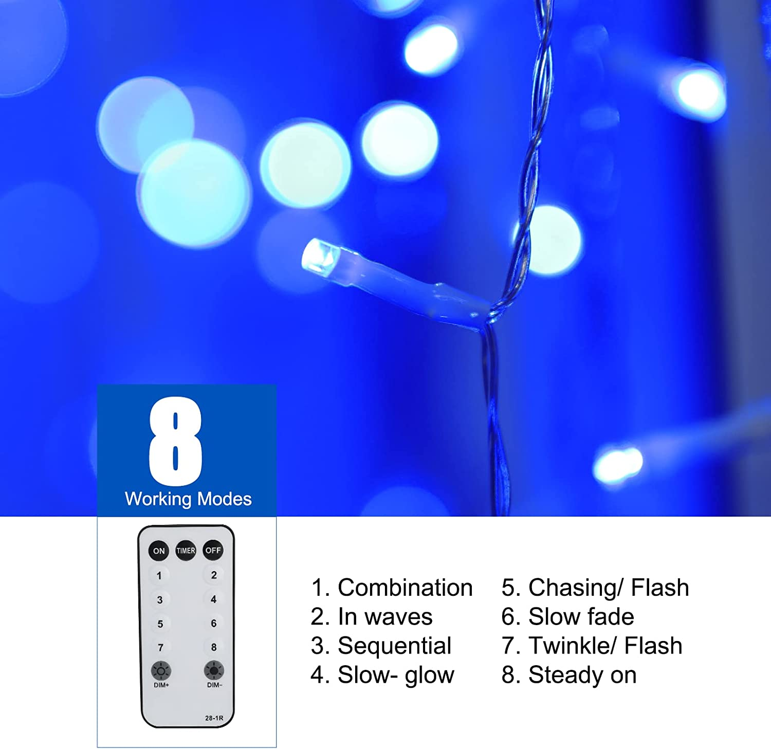 Blue Christmas Lights, 66Ft 736 LED Blue Icicle Lights Outdoor with 138