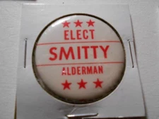 1-1/2" Elect Smitty Alderman unknown location cello pinback button