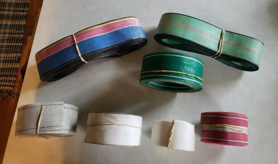 7 VINTAGE ALUMINUM CHAIR 2.25" WEBBING FOR REPLACEMENT/REPAIR MULTICOLOR 250'+ - Image 3 of 4