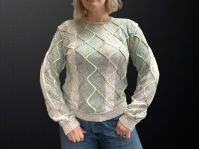 Vintage 80er Pullover Gr. 12 14 Italian LA SQUADRA Coogi Cable 1980 Sweater