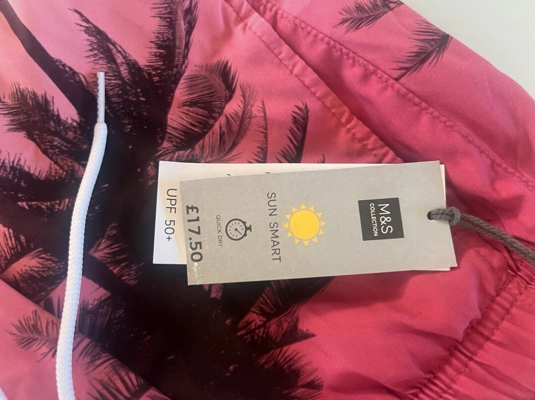 Marks & Spencer Mens Elasticated Swim Shorts Sun Smart Quick Dry Sunset Size Med image 2