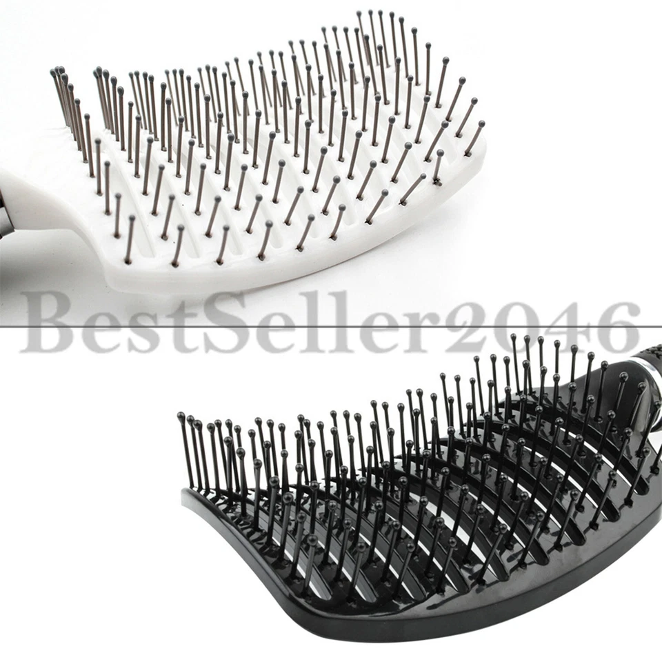 Cepillo de pelo curvo ventilado para peinar masaje de cabello cepillo de secado rápido 2 piezas Foto 3 de 4