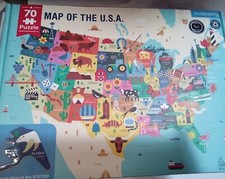 Mudpuppy Map of The United States of America Puzzle Capitols 70 Pieces COMPLETE