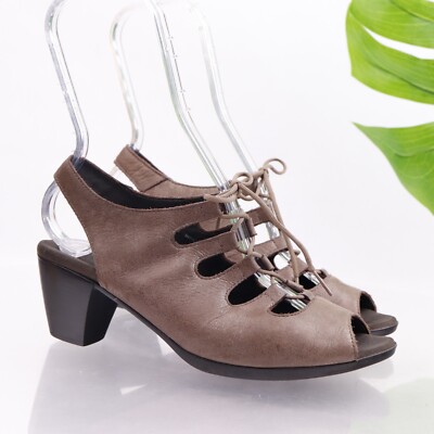 Munro Women's Jillie Sandal Size 8 Block Heel Lace Up Gladiator Brown Leather