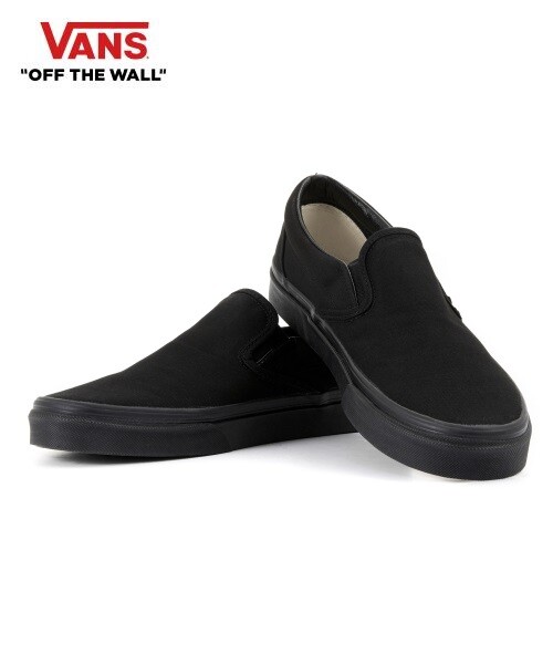vans black sole slip on