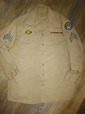 Vintage US Army Uniform Shirt Twill Cotton Khaki Korean War 15.5 x 33 Stains