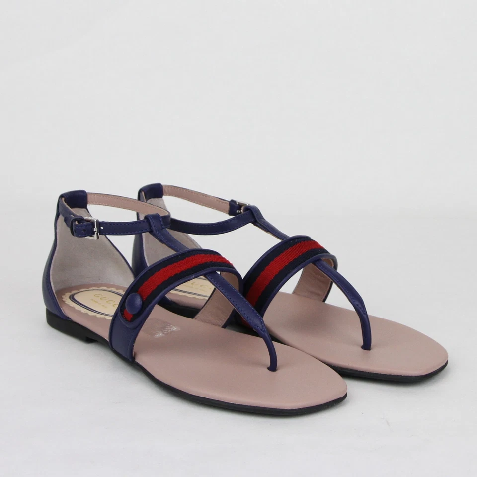 Sandalia de cuero azul marino Gucci para niñas y niños con red azul 33/US 2 455382 4560 Foto 4 de 4