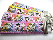 Peanuts Friends Ribbon on Strong Webbing Key Fob, Keychain Wristlet Snoopy 