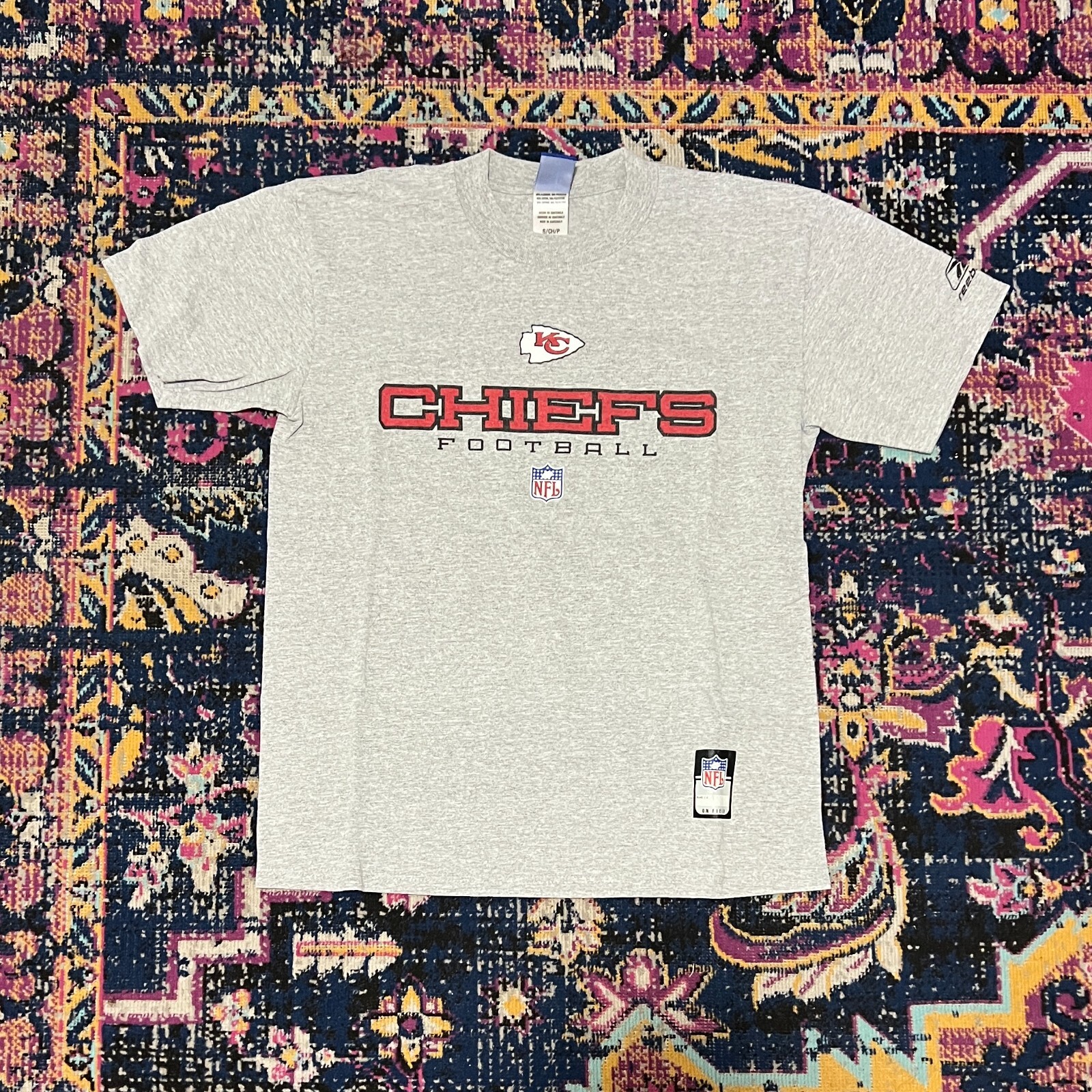 Reebok Kansas City Chiefs Mens Large T-Shirt Tee Shirt Gray NFL Size Small