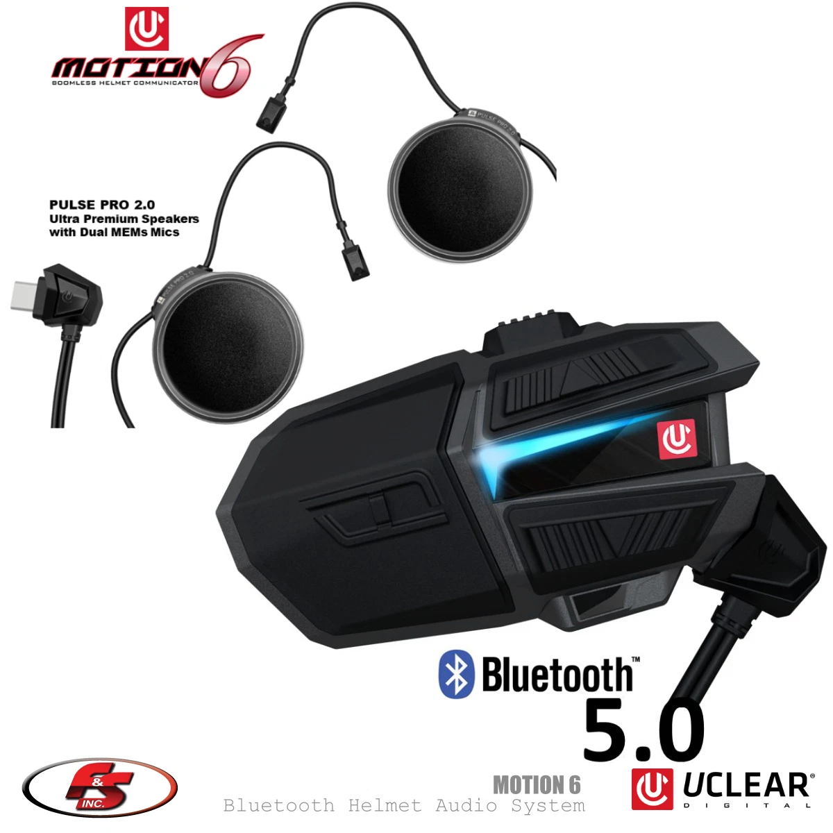 NEW UClear Motion 6 Bluetooth Helmet Audio System Dual Kit
