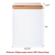 KSK Packaging 12.75" x 15" Rigid Mailers Flat Board/Paper Board Heavy Duty
