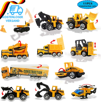 Coolplay Baufahrzeug-Set 6-in-1 – Bagger, Kipper & Mehr Aus Metall, Spielzeug Für Kinder Ab 3 Jahre