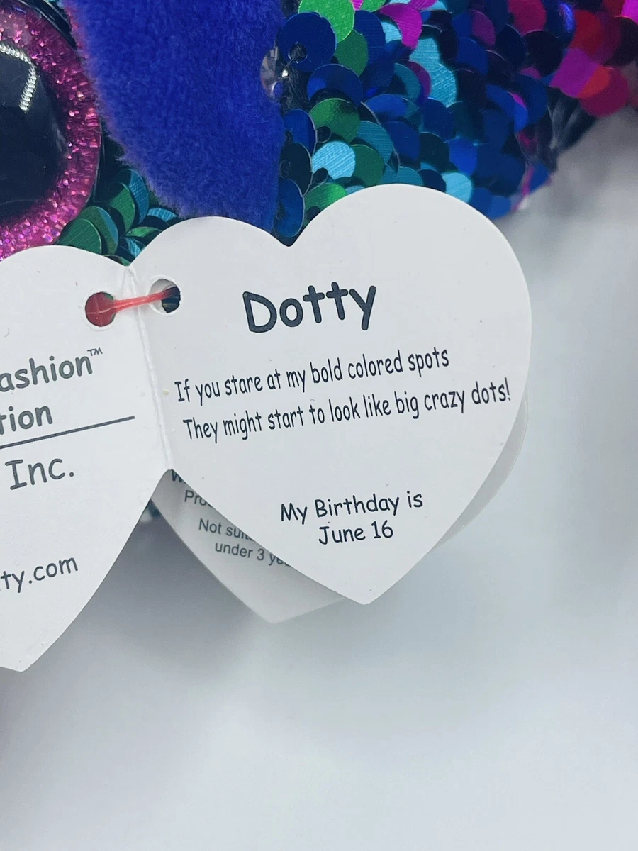 NWT Ty Beanie Boo's DOTTY Sequin Fashion Slipper Socks - Size
