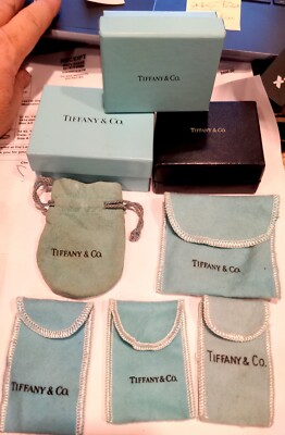 Lot of Authentic Tiffany & Co Boxes, Pouches, Black Box, Etc