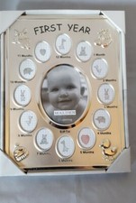 Baby  s First Year Photo Frame 12 Months Silver Tone Malden 9 3/4 X 7 1/2 Inc.