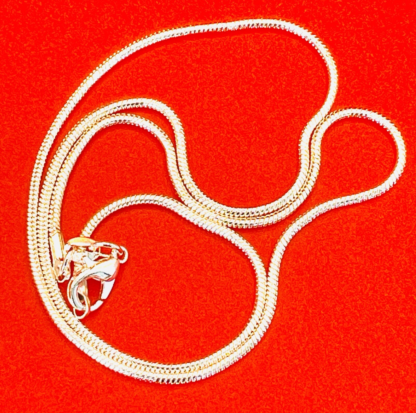925 Sterling Silver Snake Chain Necklace - 18 Inch with Free Velvet Pouch-image