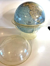 Vtg Globe National Geographic 1960's On Lucite Stand w Base & Cover MCM RETRO!