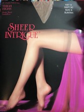 Sheer Intrigue 20 Denier Thigh Highs Suntan Size B Nylon Vintage Coquette Pinup