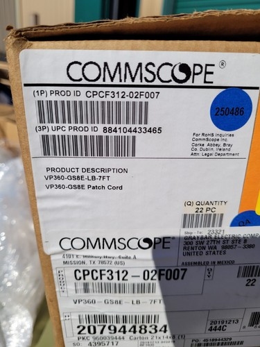 Brand New Commscope Systimax CPCF312-02F007 VP360-GS8E-LB-7FT GS8E Patch Cord - Picture 2 of 5