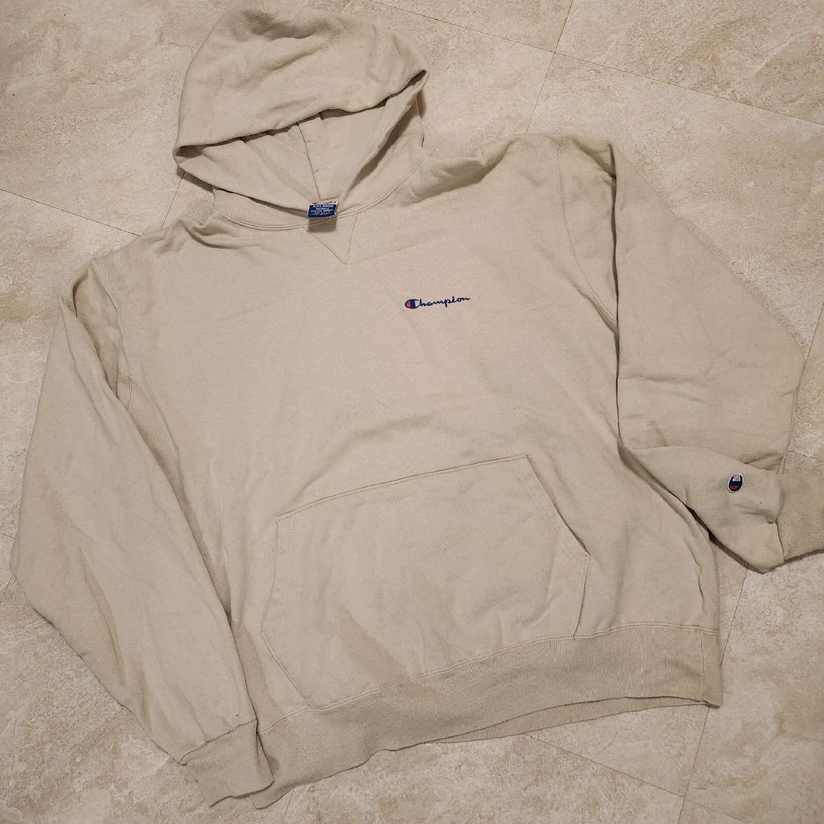 Cream champion hoodie cheap