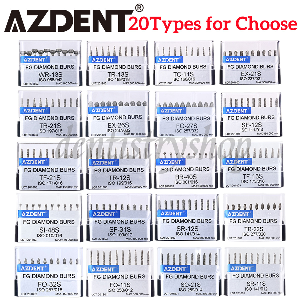 10 un./caja AZDENT Dental Diamante Fresas FG Fresas para Pieza de Mano de Alta Velocidad