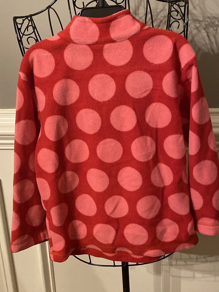 NEW Hanna Andersson Girls Plush Pullover Jacket Size 5 Pink Dot Fleece 1/4 Zip - Image 3 of 4